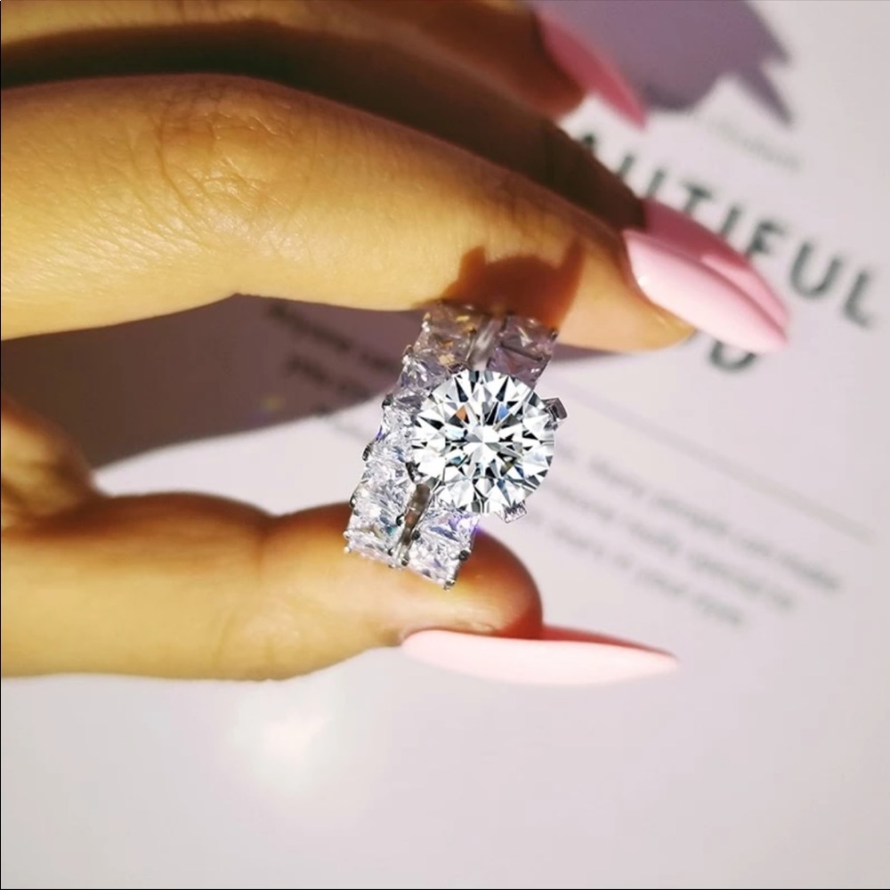 Bridal engagement CZ diamond wedding set - Picture 4 of 6